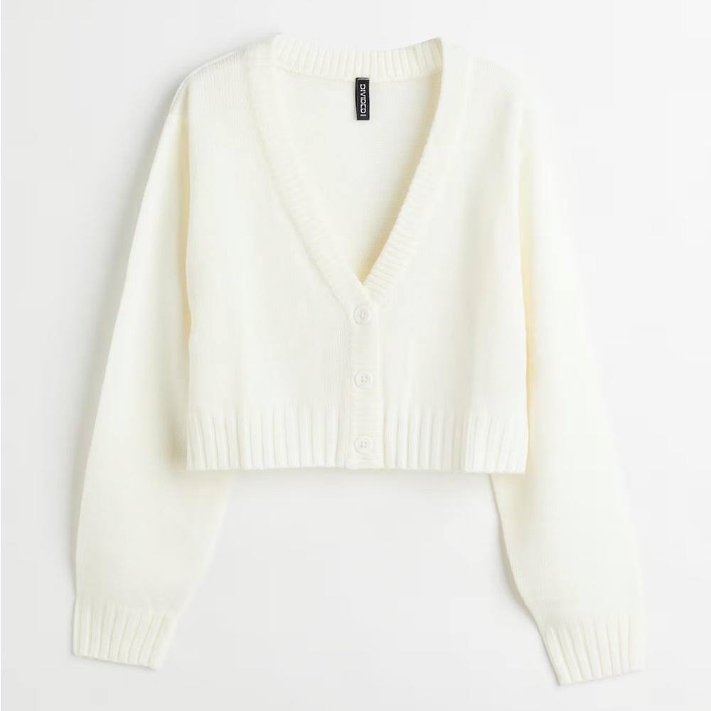 H&M cropped button down long sleeve cardigan sweater